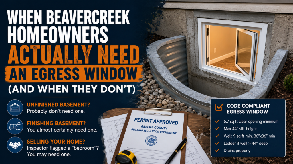 When Beavercreek Homeowners Actually Need an Egress Window (And When They Don't)