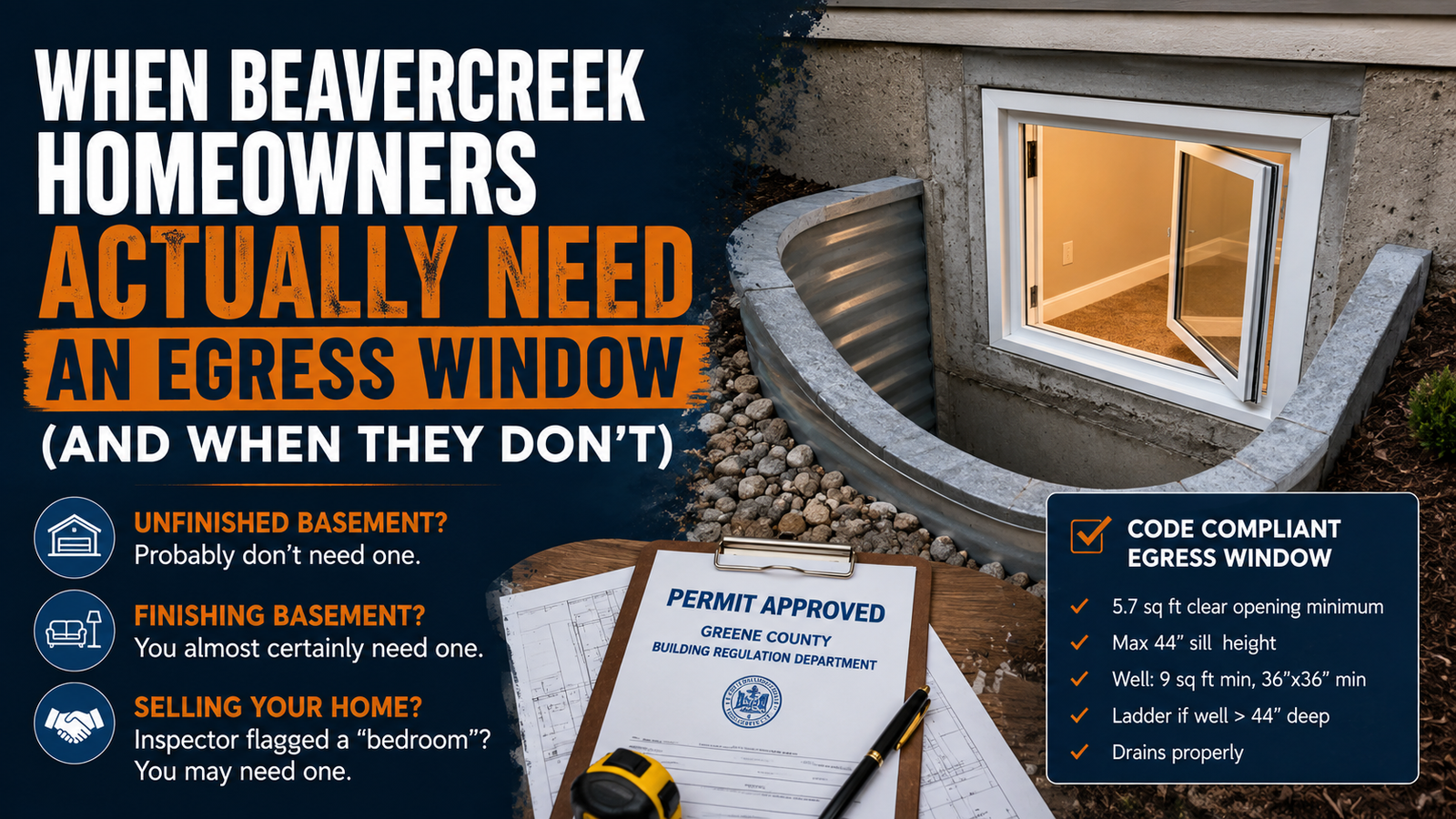 When Beavercreek Homeowners Actually Need an Egress Window (And When They Don't)