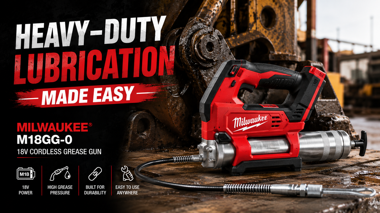 Heavy-Duty Lubrication Made Easy – Milwaukee M18GG-0 18V Cordless Grease Gun